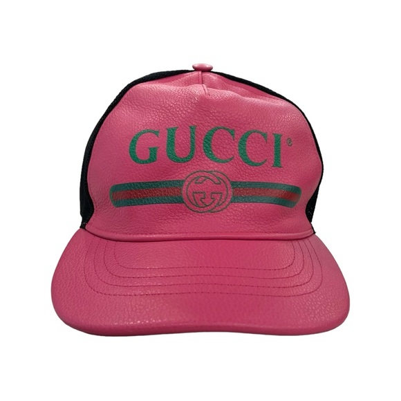 Gucci Leather Logo Mesh Baseball Cap - Picture 2 of 10